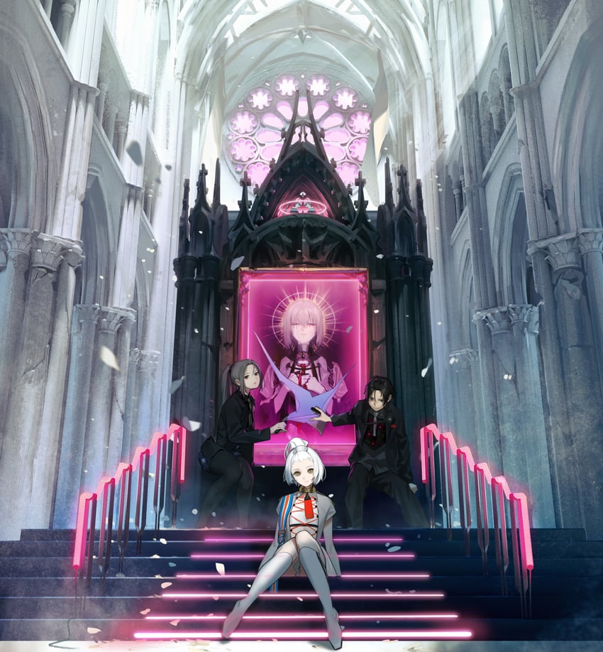x, regret, male protagonist, and female protagonist (caligula and 1 more) drawn by oguchi