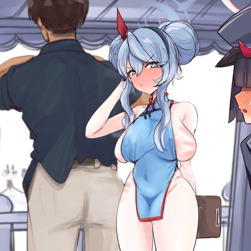 sensei, ako, and prefect team member (blue archive) drawn by shiming_liangjing