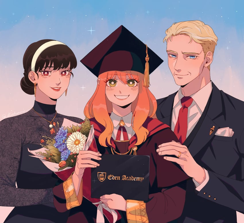 yor briar, anya, and twilight (spy x family) drawn by steohsama