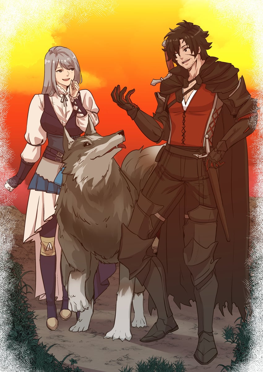 clive rosfield, jill warrick, and torgal (final fantasy and 1 more) drawn by ffxivluca