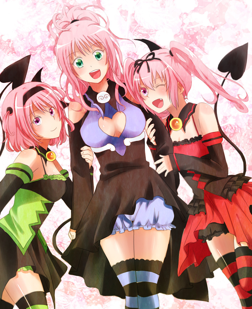momo velia deviluke, lala satalin deviluke, and nana asta deviluke (to love-ru) drawn by mimo_(amimo0805)