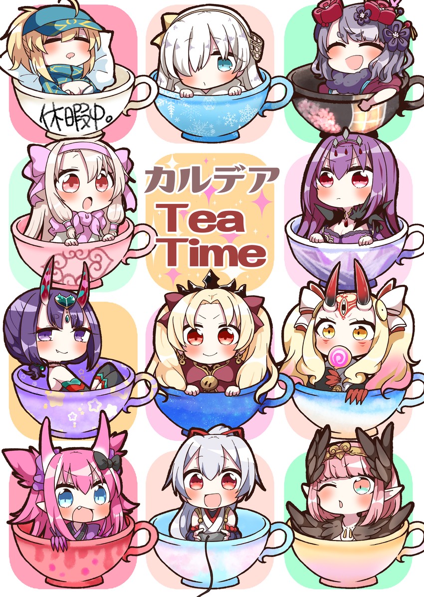 artoria pendragon, scathach, shuten douji, ereshkigal, elizabeth bathory, and 8 more (fate and 2 more) drawn by jako_(jakoo21)