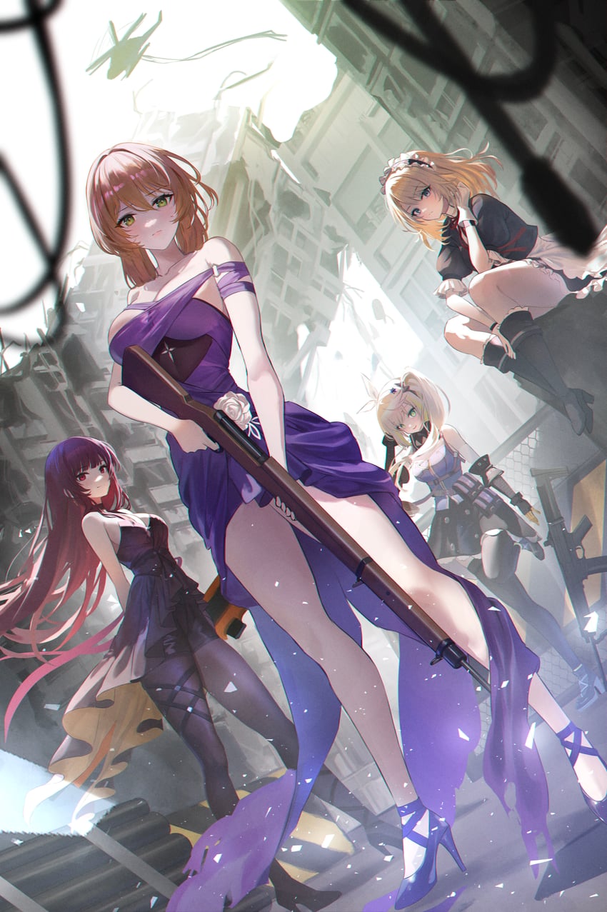 wa2000, springfield, g36, makiatto, sharkry, and 1 more (girls' frontline and 1 more) drawn by caba_(caba091)