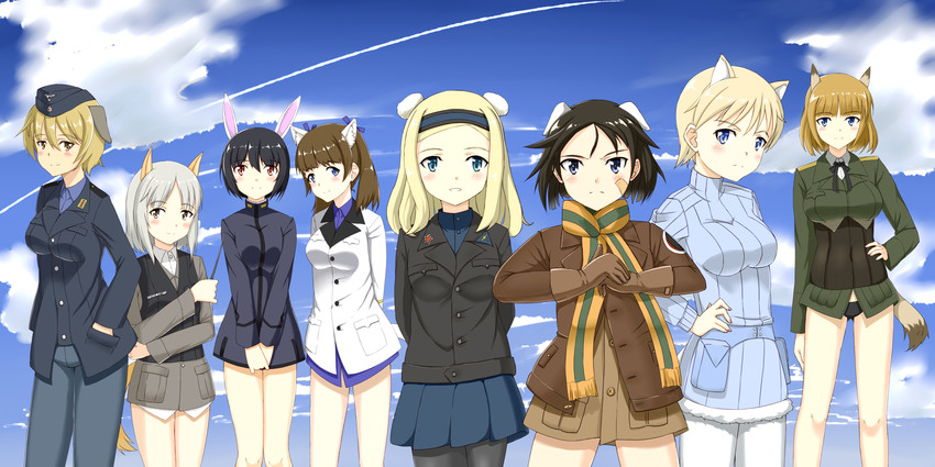 nikka edvardine katajainen, kanno naoe, waltrud krupinski, edytha rossmann, aleksandra i. pokryshkin, and 3 more (world witches series and 1 more) drawn by hiroshi_(hunter-of-kct)