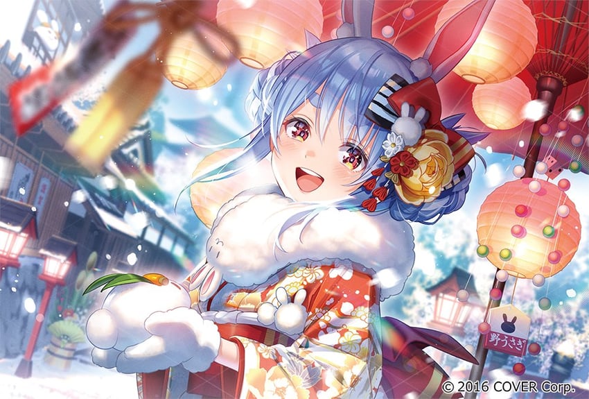 usada pekora, don-chan, and pekomon (hololive) drawn by hikosan