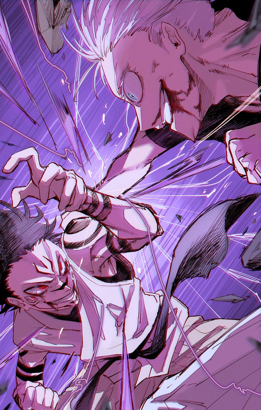 gojou satoru and ryoumen sukuna (jujutsu kaisen) drawn by zero_(onimaru)