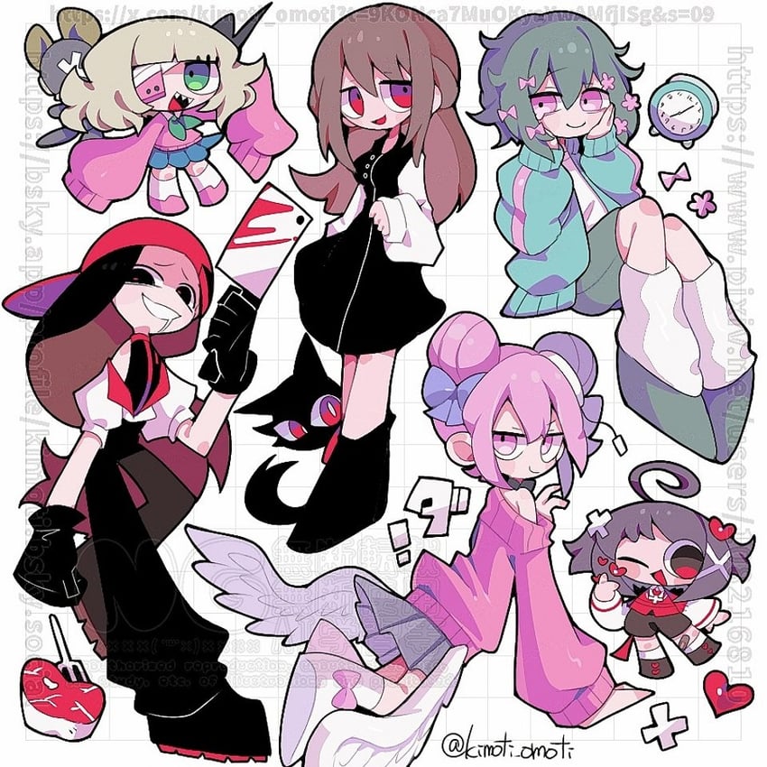 kurari-chan, datenshi-chan, yi xi, ruru, and oyo-kun (kyu-kurarin and 4 more) drawn by kimoti_omoti