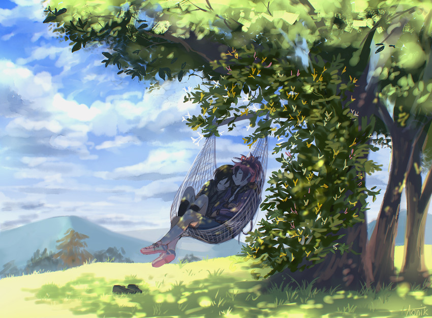 yagen toushirou and fudou yukimitsu (touken ranbu) drawn by aonik