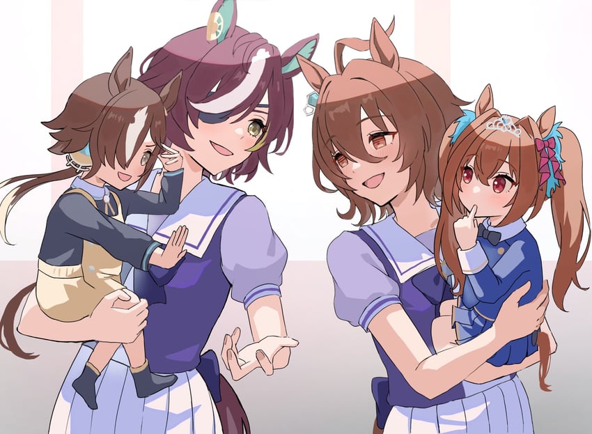 agnes tachyon, daiwa scarlet, vodka, and tanino gimlet (umamusume) drawn by tainy_y