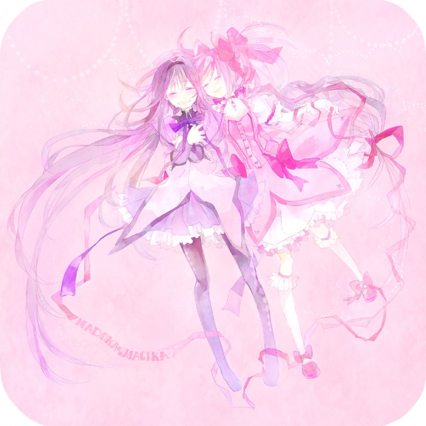 akemi homura and kaname madoka (mahou shoujo madoka magica) drawn by 10t_(1010)