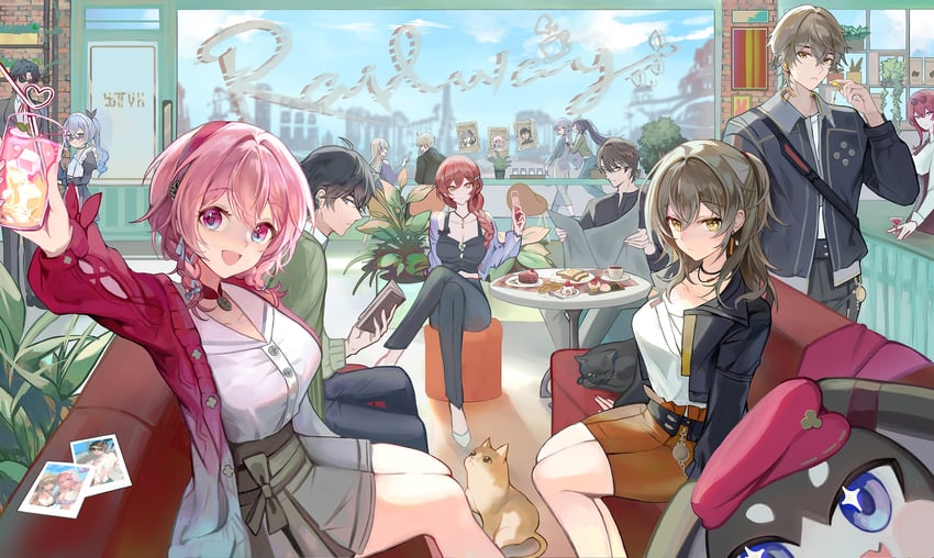 trailblazer, stelle, kafka, march 7th, caelus, and 10 more (honkai and 1 more) drawn by uli_(bredkgod)