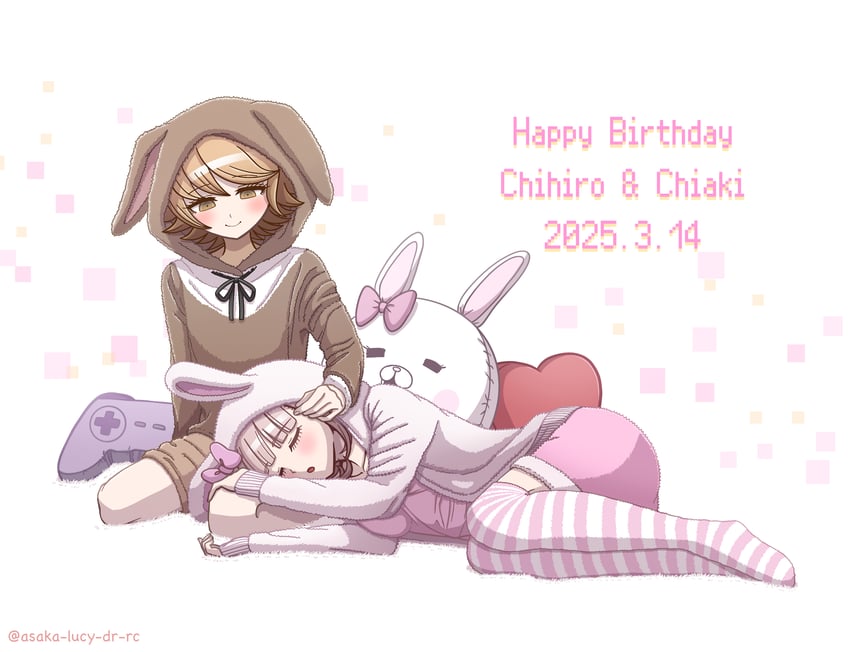 nanami chiaki and fujisaki chihiro (danganronpa and 2 more) drawn by asaka_lucy
