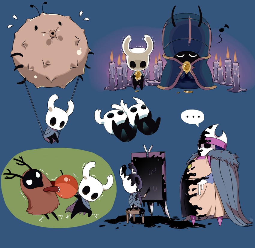 knight, hollow knight, sheo, and confessor jiji (hollow knight and 1 more) drawn by arizuka_(catacombe)