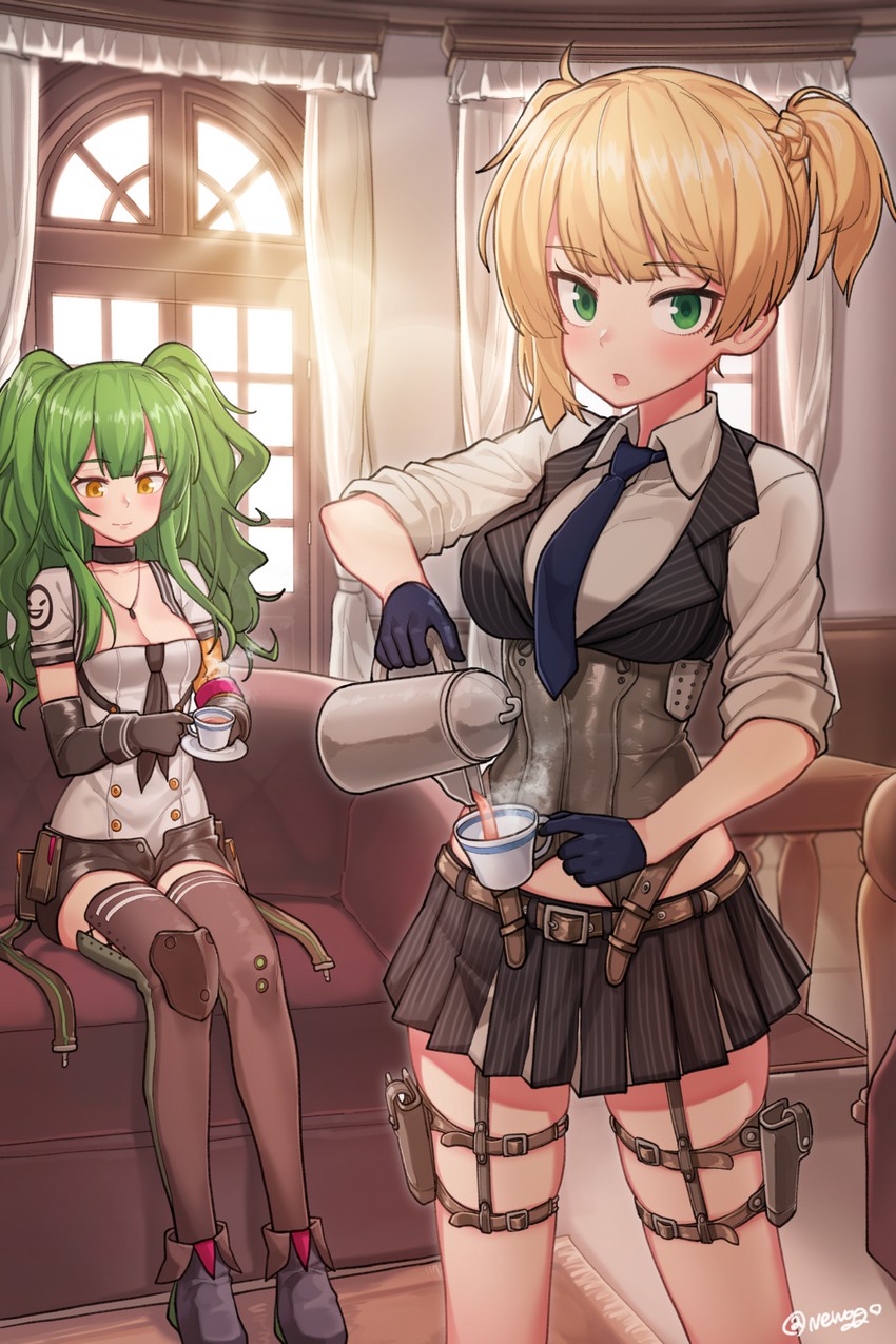 welrod mkii and m950a (girls' frontline) drawn by funako_(newggo)