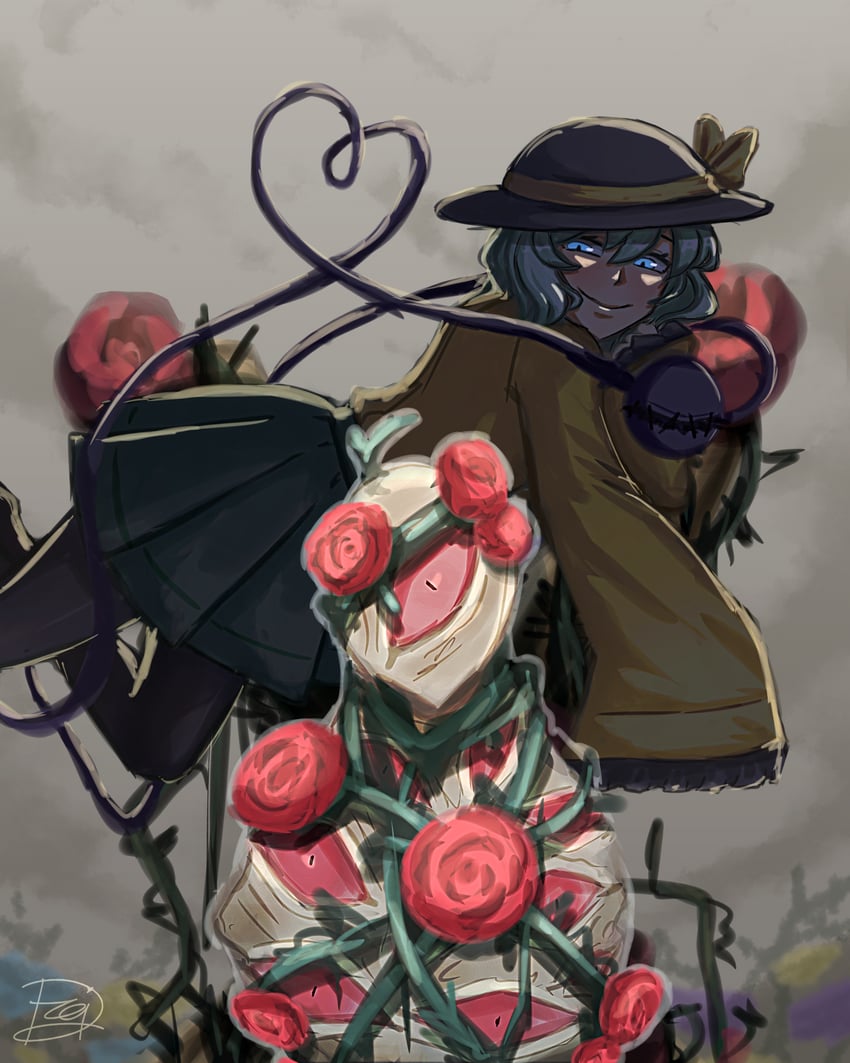 komeiji koishi and sign of roses (touhou and 2 more) drawn by dreizakuro