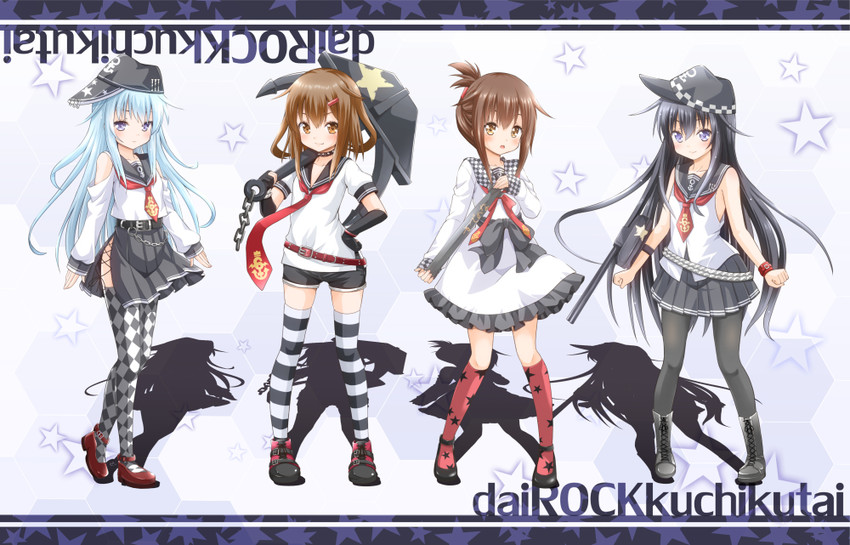 hibiki, inazuma, ikazuchi, and akatsuki (kantai collection) drawn by fujishima_shinnosuke