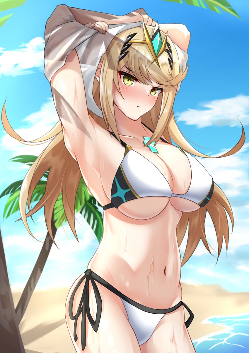 mythra (xenoblade chronicles and 1 more) drawn by ega-chan