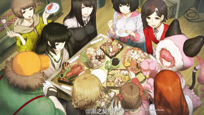 shiina mayuri, amane suzuha, urushibara ruka, akiha rumiho, hashida itaru, and 5 more (steins;gate and 1 more) drawn by huke
