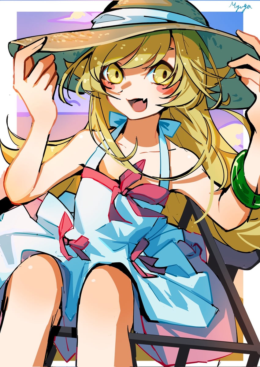 oshino shinobu (monogatari and 1 more) drawn by myuga66666
