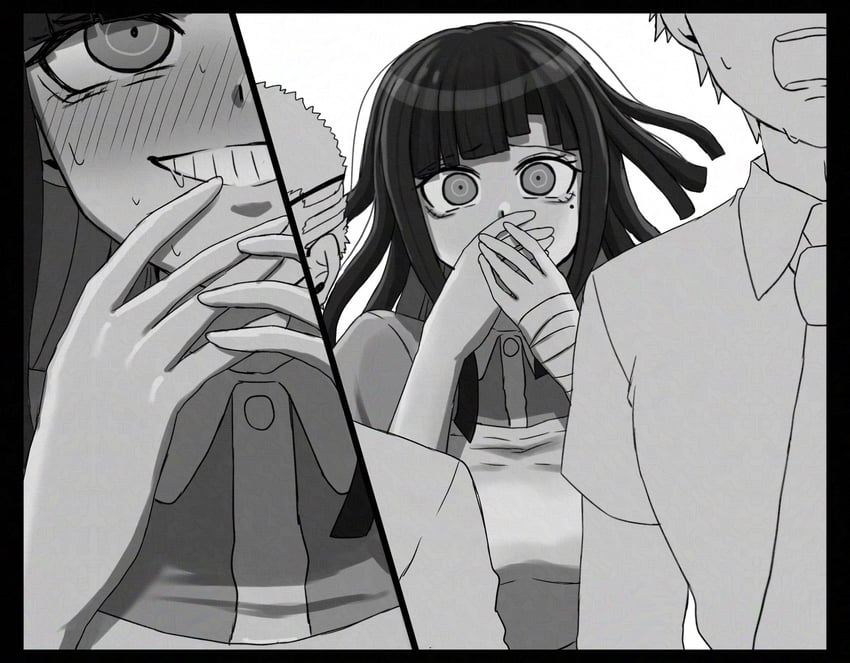 hinata hajime, tsumiki mikan, and kuzuryu fuyuhiko (danganronpa and 1 more) drawn by mozuku_(iiiiiiimomo)