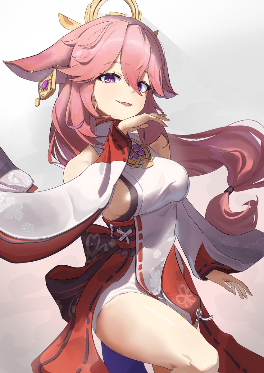 yae miko (genshin impact) drawn by tora_(kumo_sakamoto)