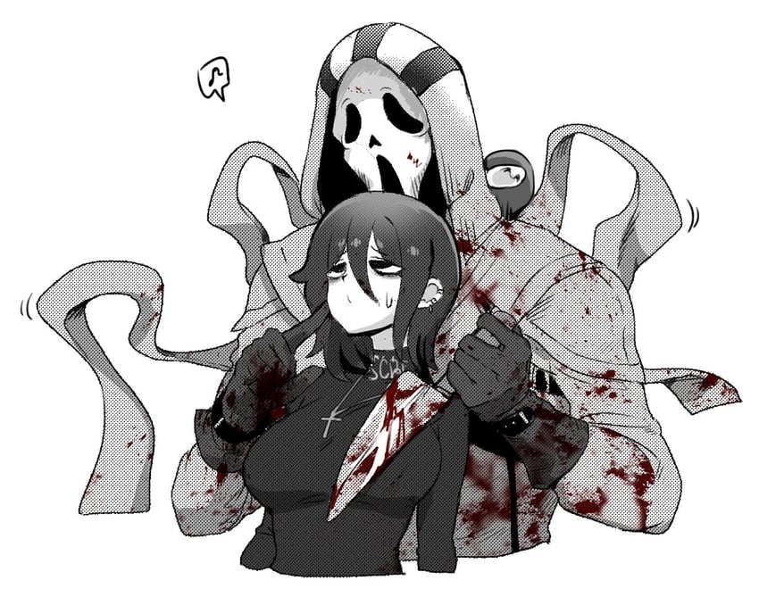 crewmate and ghostface (among us and 1 more) drawn by oh_(aung_ae)