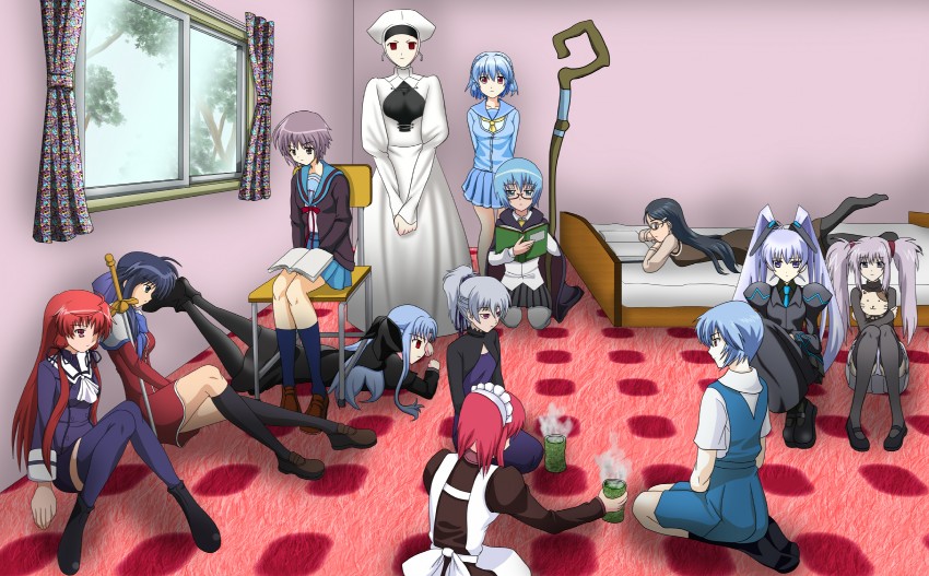 ayanami rei, nagato yuki, hisui, len, yin, and 8 more (fate and 13 more) drawn by yukihanaok