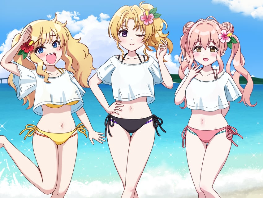 ohtsuki yui, kiryu tsukasa, and saionji kotoka (idolmaster and 1 more) drawn by nagi_kai