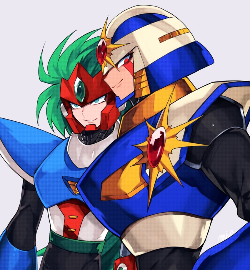 terra and sunstar (mega man and 1 more) drawn by mikhail_kitto