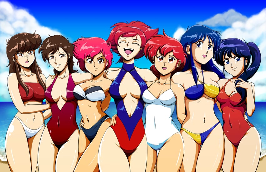 yuri, kei, cutie honey, ayukawa madoka, makimura kaori, and 2 more (dirty pair and 5 more) drawn by tedbob84