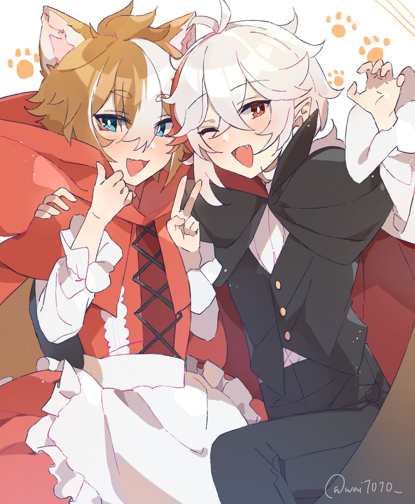kaedehara kazuha and gorou (genshin impact) drawn by wai1010