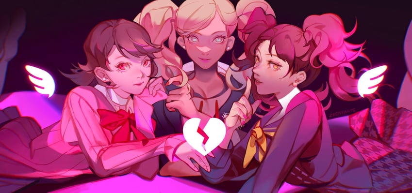 kujikawa rise, takamaki anne, and takeba yukari (persona and 3 more) drawn by zrenkarts