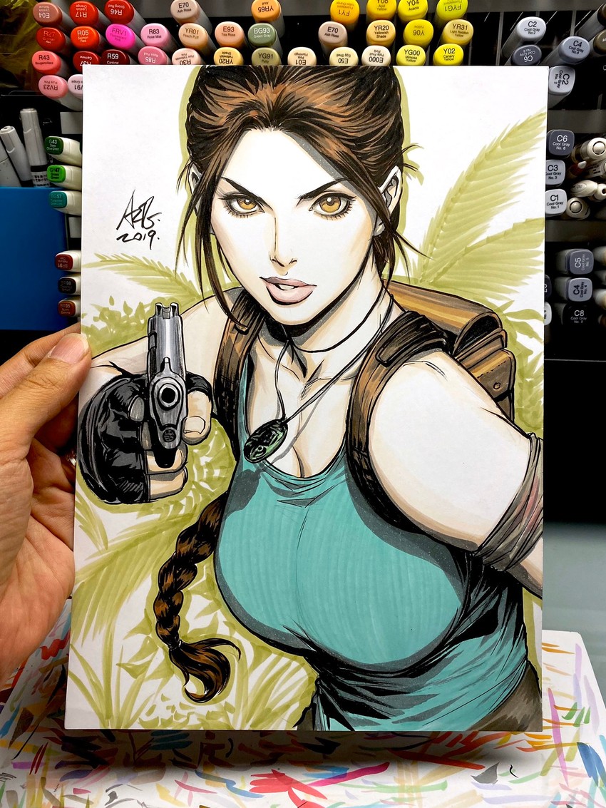 lara croft (real life and 1 more) drawn by stanley_lau