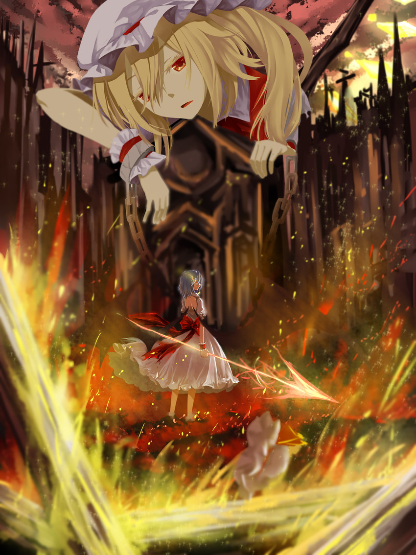 remilia scarlet and flandre scarlet (touhou) drawn by beichen_xiaobei