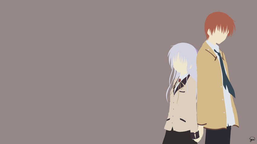 tachibana kanade and otonashi yuzuru (angel beats!) drawn by greenmapple17