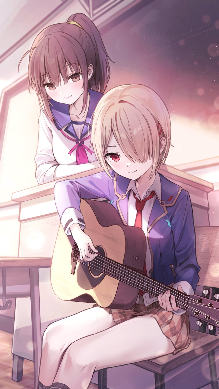 kayamori ruka and hisako (angel beats! and 1 more) drawn by rangu
