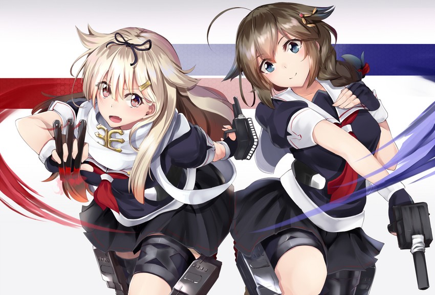 shigure, yuudachi, shigure kai ni, and yuudachi kai ni (kantai collection) drawn by ninoude_(ninoude44)