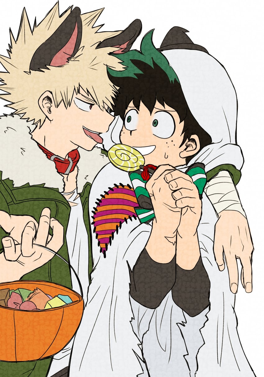 midoriya izuku and bakugou katsuki (boku no hero academia) drawn by no_control