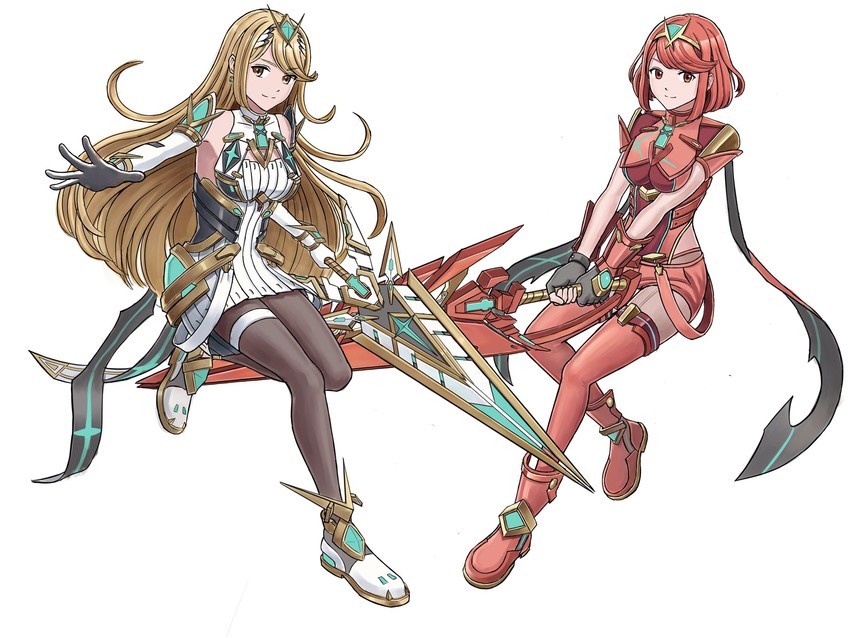 pyra and mythra (xenoblade chronicles and 2 more) drawn by kotatsumuri_(yaugau)