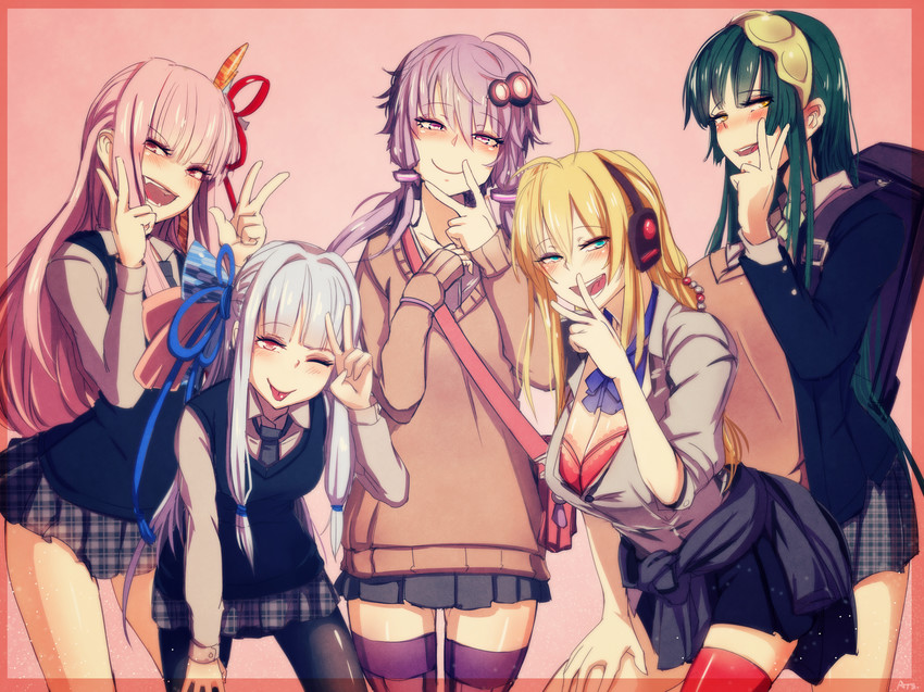 yuzuki yukari, kotonoha akane, kotonoha aoi, tsurumaki maki, and touhoku zunko (vocaloid and 1 more) drawn by at2.
