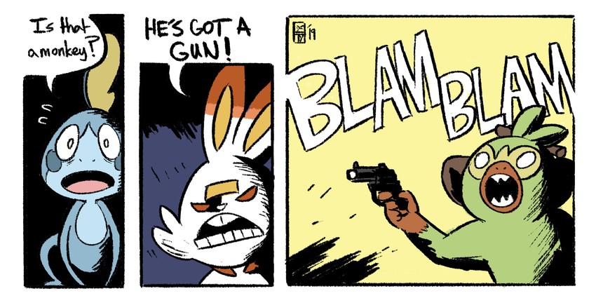 scorbunny, sobble, and grookey (pokemon and 1 more) drawn by scruffyturtles