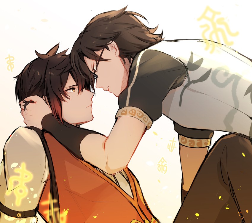 zhongli and kun jun (genshin impact) drawn by goroo_(eneosu)