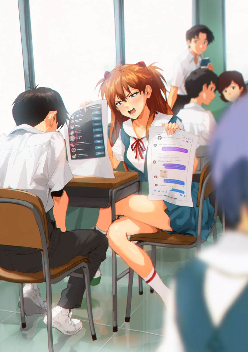 souryuu asuka langley, ayanami rei, ikari shinji, katsuragi misato, and akagi ritsuko (neon genesis evangelion) drawn by spykeee