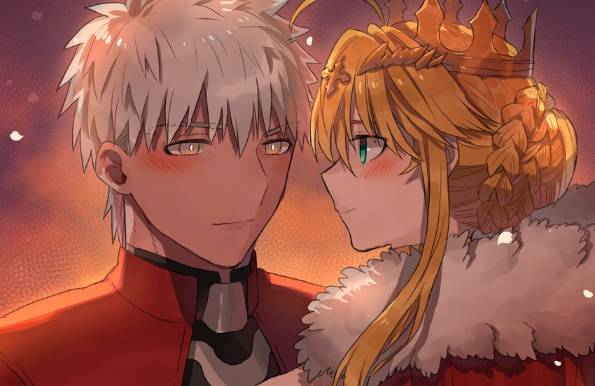 artoria pendragon and archer (fate and 2 more) drawn by none_(kameko227)