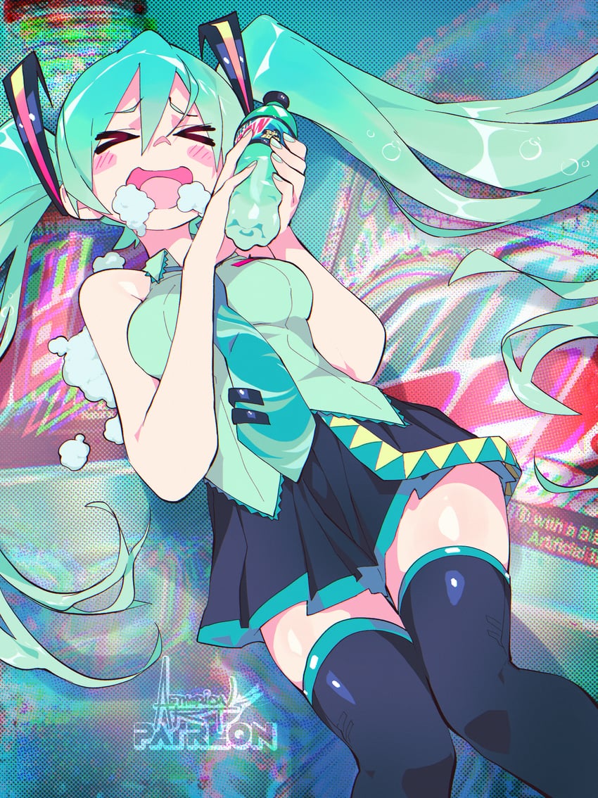 hatsune miku (vocaloid and 1 more) drawn by aetherion