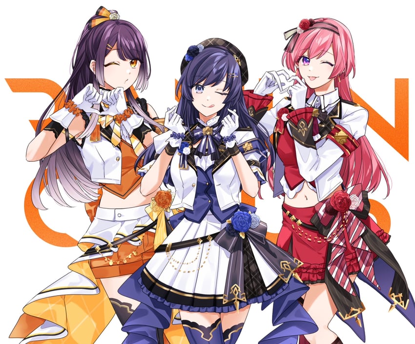 ponto nei, umise yotsuha, and amagase muyu (nijisanji) drawn by srkm_ice