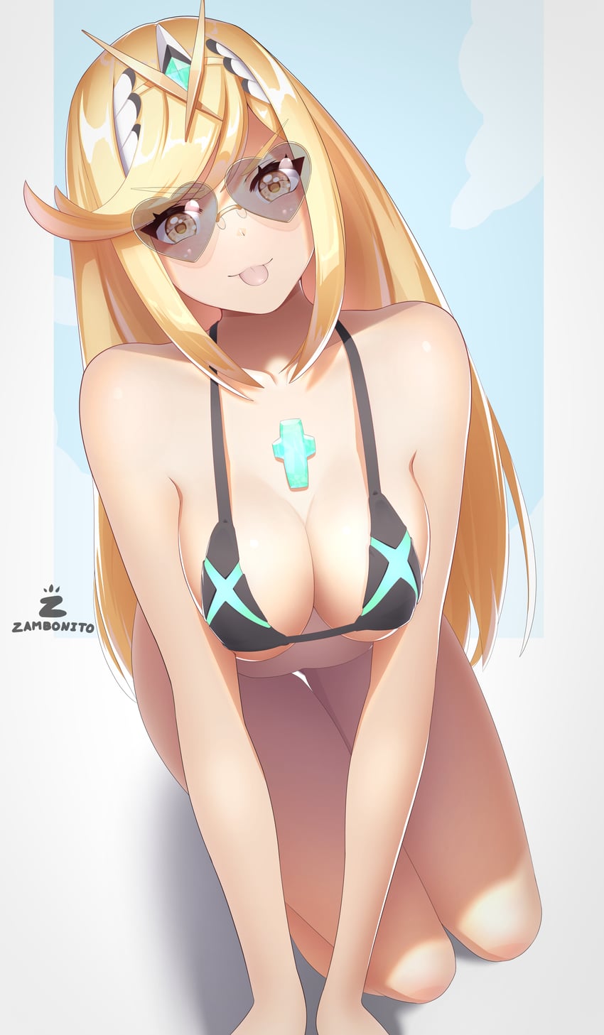 mythra (xenoblade chronicles and 1 more) drawn by zambonito