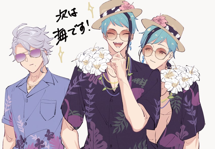 floyd leech, jade leech, and azul ashengrotto (twisted wonderland) drawn by michihito