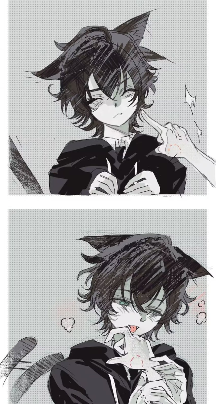 player character and kylar (degrees of lewdity) drawn by freesia_quan