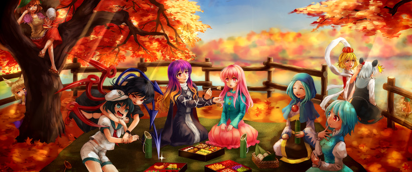tatara kogasa, nazrin, hijiri byakuren, houjuu nue, toyosatomimi no miko, and 6 more (touhou) drawn by nora_(le-chat-noir)